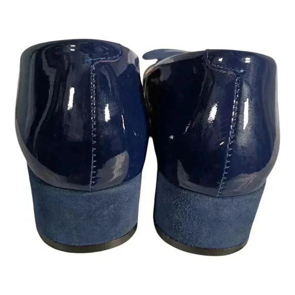 Girotti Classic Heeled Shoes Slip On Navy Blue Leather Handmade 35/US 4 - 5 - Picture 8 of 10